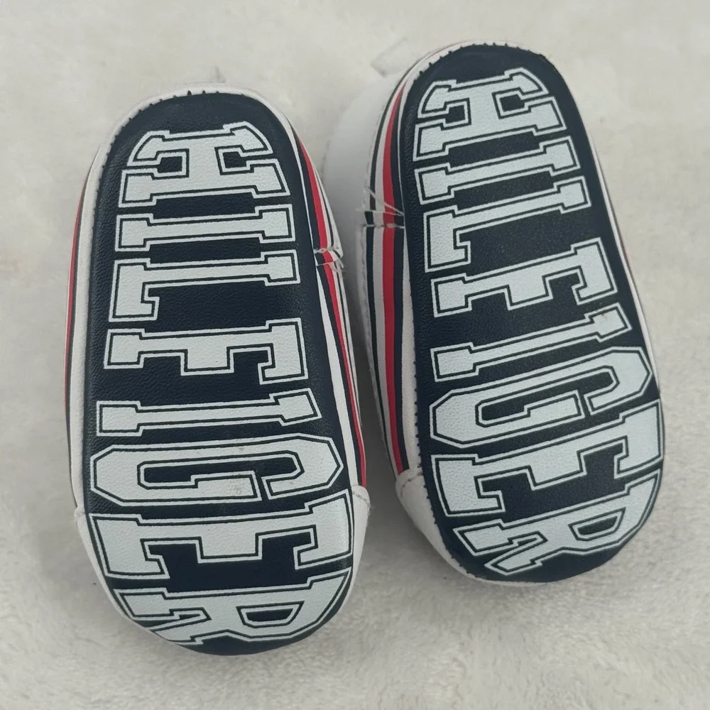 Tommy Hilfiger Logo Mid Top Crib Shoe Sneakers Baby Size 1 White Faux Leather
